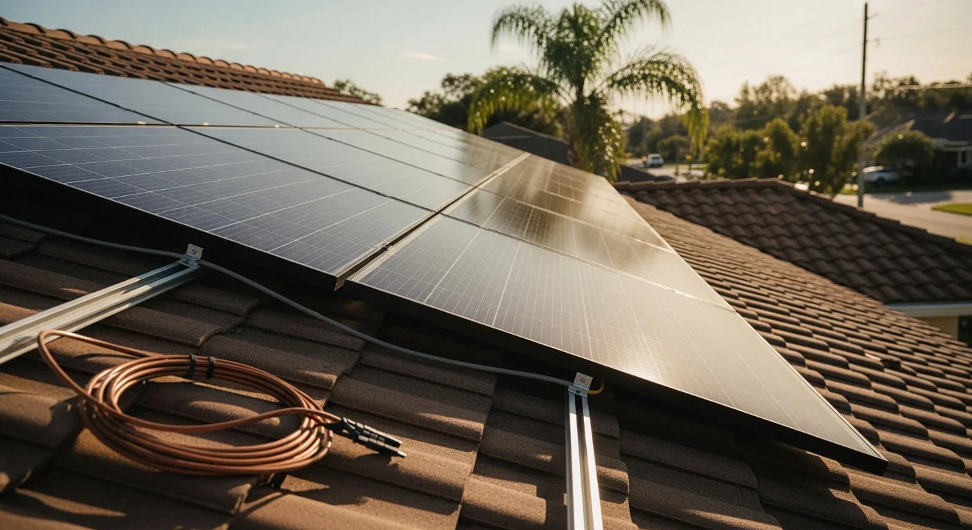 Solar panels installed on residential roof in Tampa Bay area