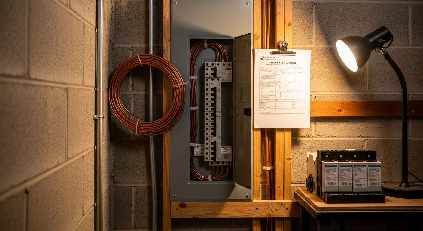 A licensed electrician from Evolve Energy of Tampa Bay installing a new residential electrical panel in a Hillsborough County home. The finished panel shows organized circuit breakers and proper labeling inside a utility room.